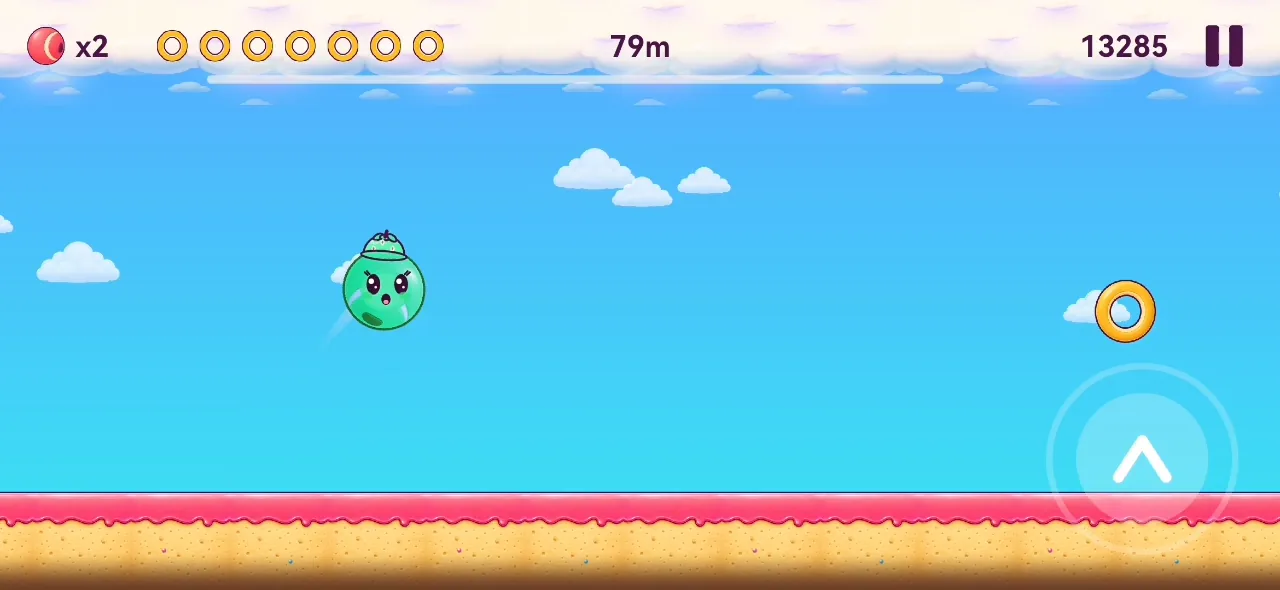 Boingle jumping through rings in Dash endless mode