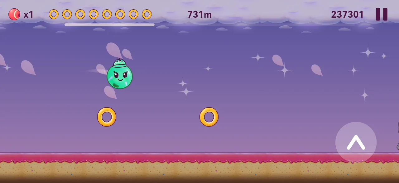 Boingle jumping over a hazard in the night-time Endless runner