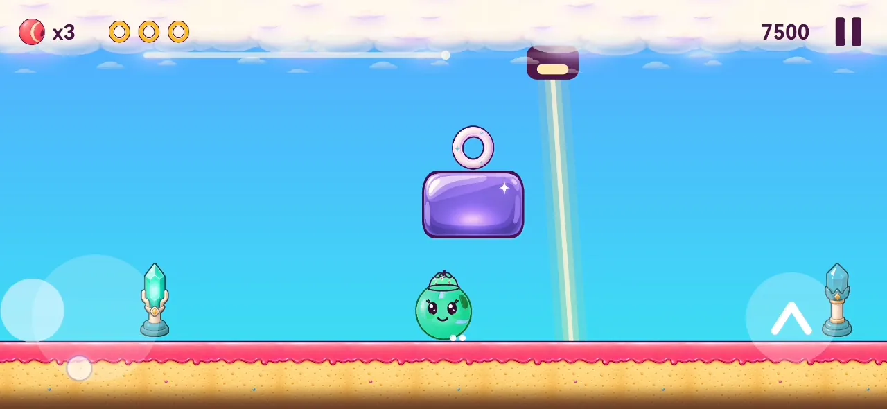 Boingle beneath a glowing searchlight in a candy platform level