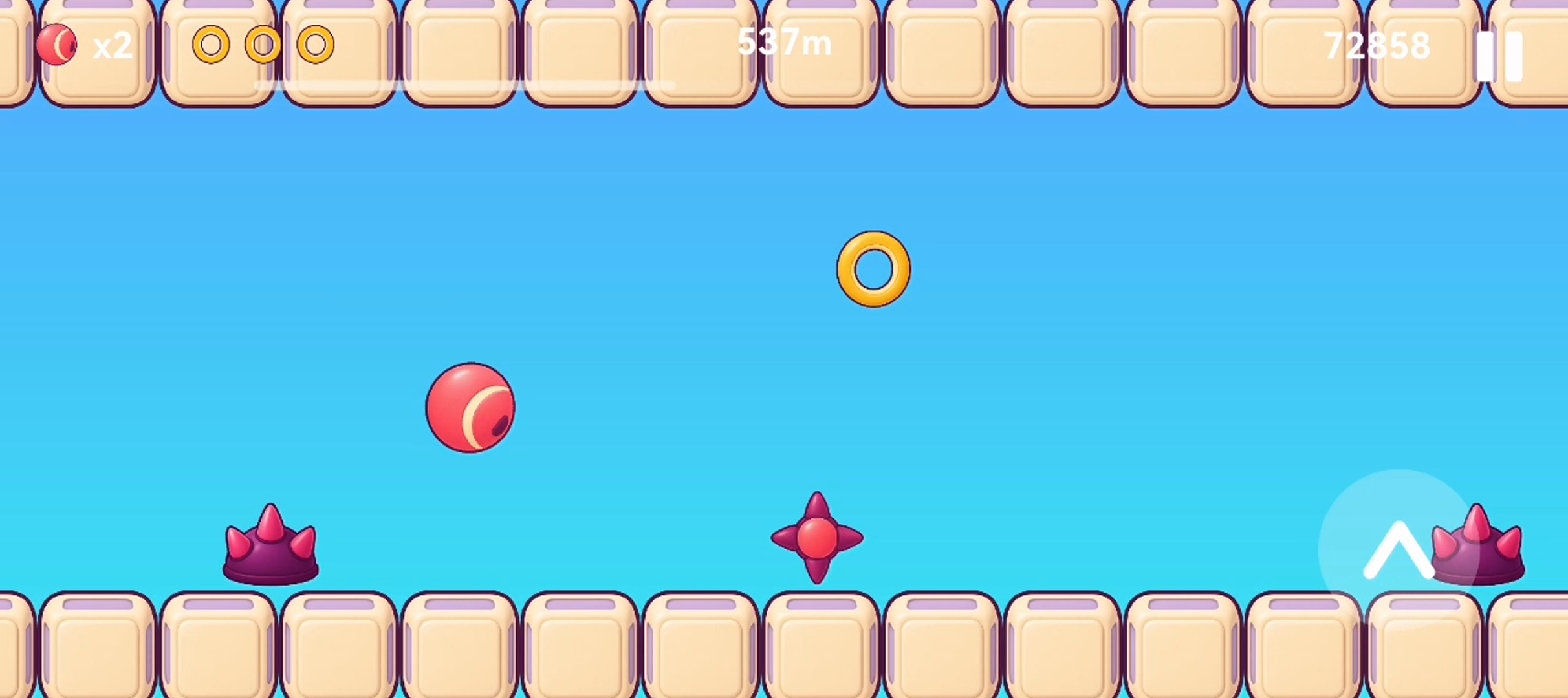 Boingle navigating a course with golden spikes